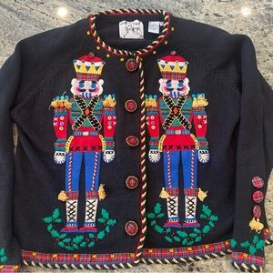 Vintage 1996 Michael Simon Nutcracker Christmas Cardigan Sz M